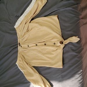 Girl size 14,long sleeve shirt,mustard and cream